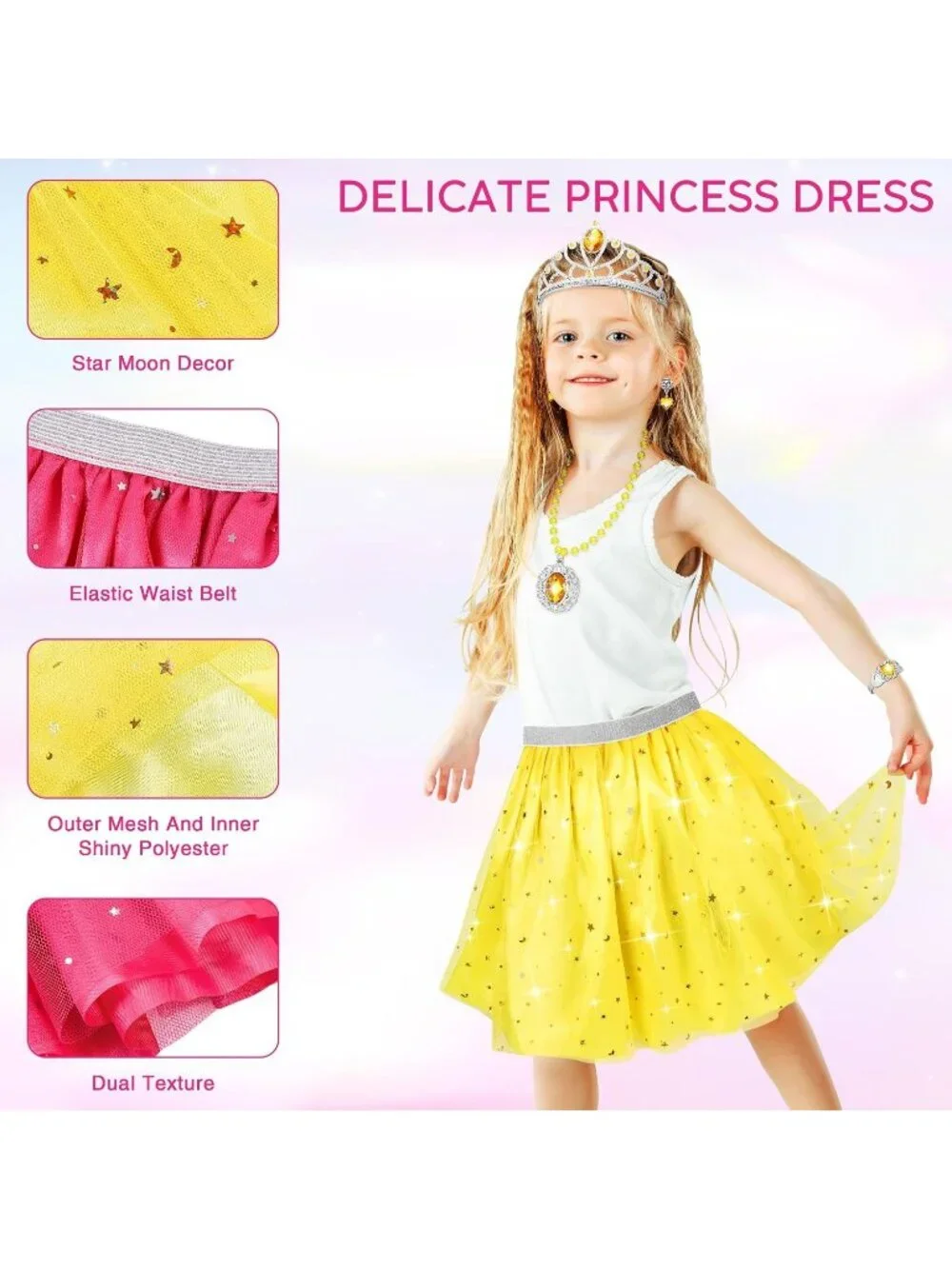 Princess Dress Up Toys & Jewelry Set for Girls Role Play Gift Ages 3+-Purple
